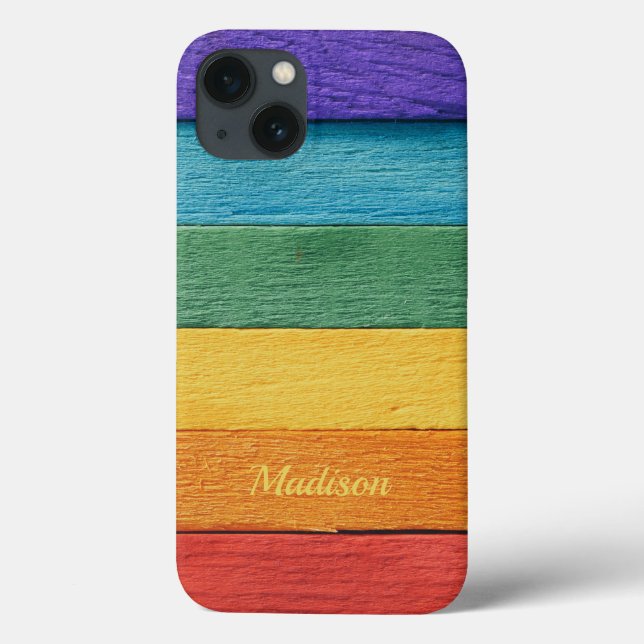 Funda De Case-Mate Para iPhone Personalizado Texto Casos de teléfono arco iris (Reverso)