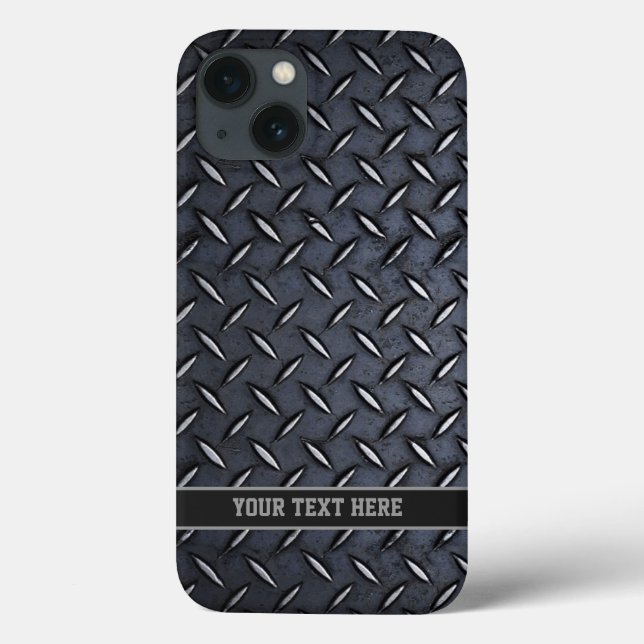 Funda De Case-Mate Para iPhone Personalizado Texto Diamante Placa Acero aparienci (Reverso)