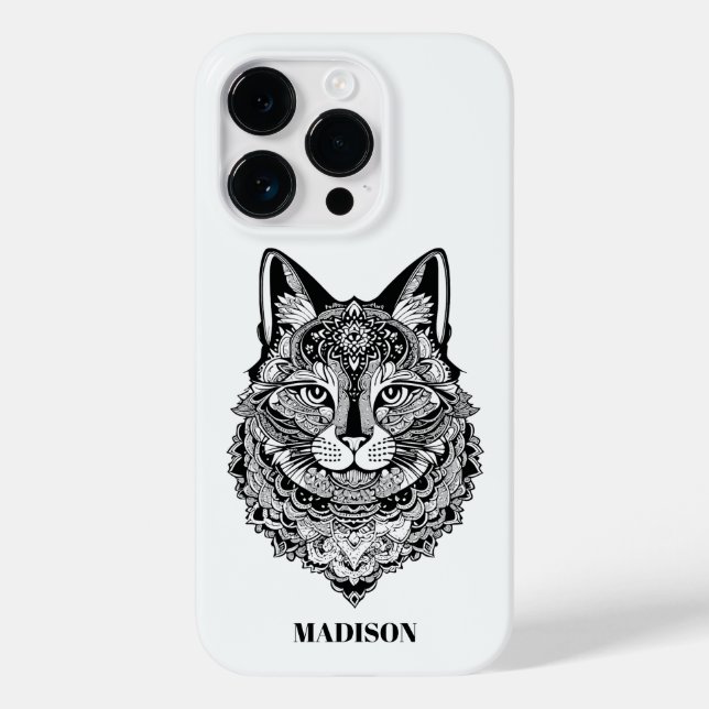 Funda De Case-Mate Para iPhone Personalizado Texto Gato ornamental (Reverso )