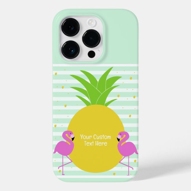 Funda De Case-Mate Para iPhone Personalizado Texto Piña Flamingos (Reverso )