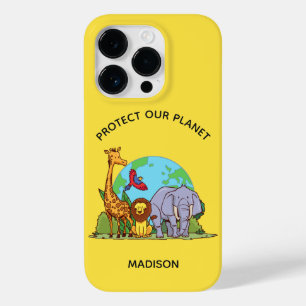 Funda Para iPhone 14 Pro De Case-Mate Personalizado Texto Tierra con animales
