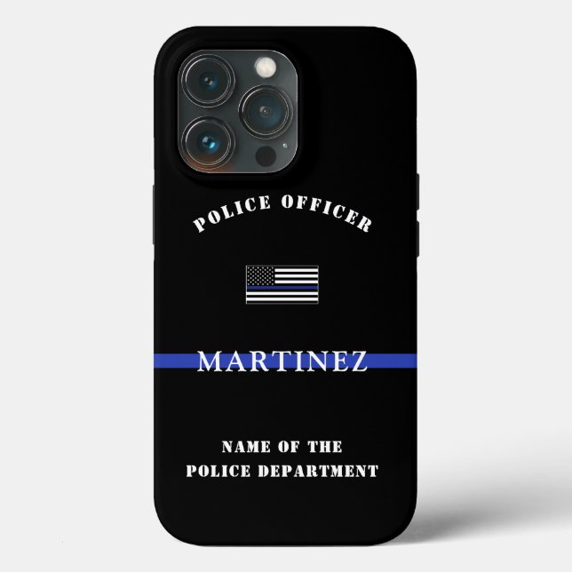 Funda De Case-Mate Para iPhone Personalizado Thin Blue Line: Oficial de policía B (Reverso )