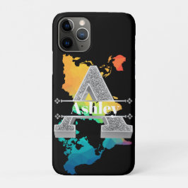 Funda Para iPhone 11 Pro Personalizado Un Monograma De Plata Inicial Su Nom