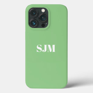 Funda Para iPhone 13 Pro Personalizado verde sabio moderno monograma nombre