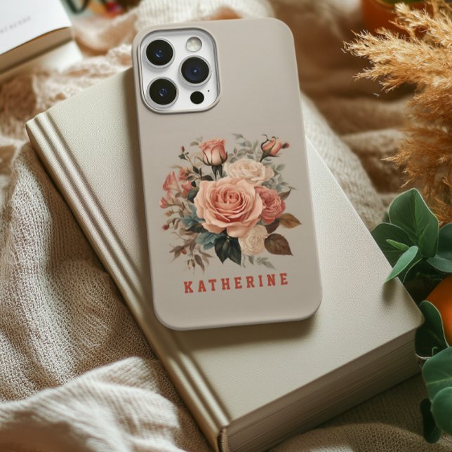 Funda De Case-Mate Para iPhone Personalizados Flores Rosas estuche telefónico par (floral gift for mom, flowers phone case for women, birthday gift for mom, graduation gift for women)