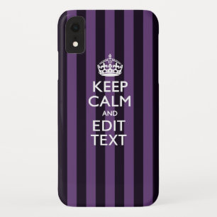 Funda Para iPhone XR Personalízalo Mantén tranquilo tu texto Rayas púrp