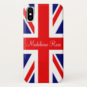 Funda Para iPhone X Personalizar con nombre Bandera Nacional Británica