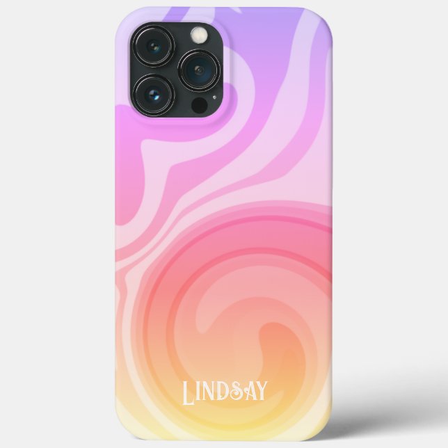 Funda De Case-Mate Para iPhone Personalizar de resumen arcoiris Nombre Pastel Úni (Reverso )