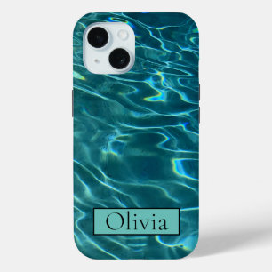 Funda Para iPhone 15 Personalizar las ondas oceánicas azules