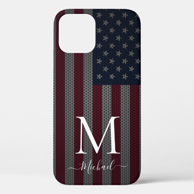 Funda De Case-Mate Para iPhone Personalizar malla metálica Monograma Bandera Esta (Reverso )