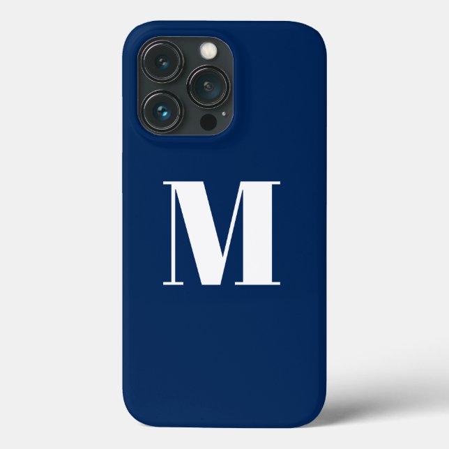 Funda De Case-Mate Para iPhone Personalizar monograma azul marino inicial blanco (Reverso )