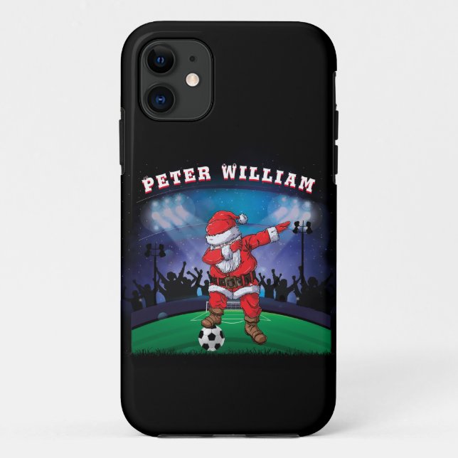 Funda De Case-Mate Para iPhone Personalizar Nombre Santa Navidades Fútbol (Reverso)