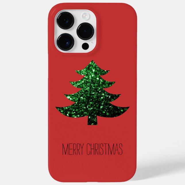 Funda De Case-Mate Para iPhone Personalizar Sparkly árbol de Navidad verde chispa (Reverso)