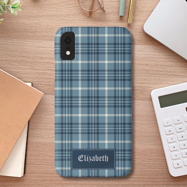 Funda De Case-Mate Para iPhone Personalized Blue and White Tartan Plaid Pattern (Subido por el creador)