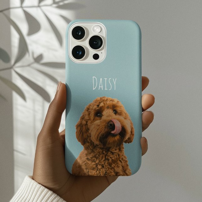 Funda De Case-Mate Para iPhone Personalized Dog Photo | Pastel Blue Pet (Subido por el creador)