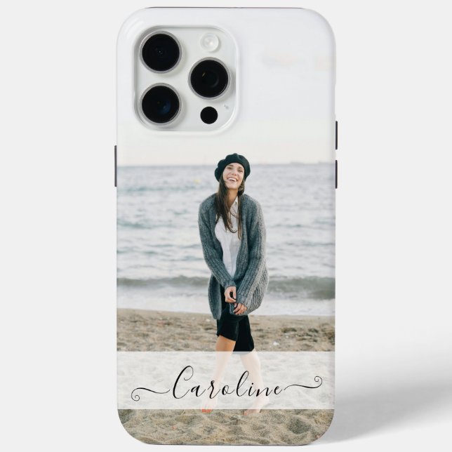 Funda De Case-Mate Para iPhone Personalized Elegant Modern Photo and Name (Reverso )