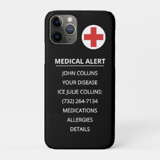 Funda Para iPhone 11 Pro Personalized Emergency Medical Alert ID Phone Tag