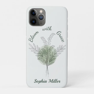 Funda Para iPhone 11 Pro Personalized Lily of the Valley Custom Floral Name