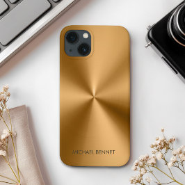 Funda Para iPhone 13 Personalized Metallic Radial Gold Texture