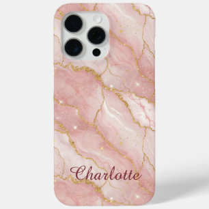 Funda Para iPhone 15 Pro Max Personalized Modern Rose Quartz Marble Gold