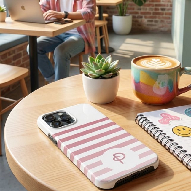 Funda De Case-Mate Para iPhone Personalized Monogram Minimal Striped Modern Desig (Subido por el creador)