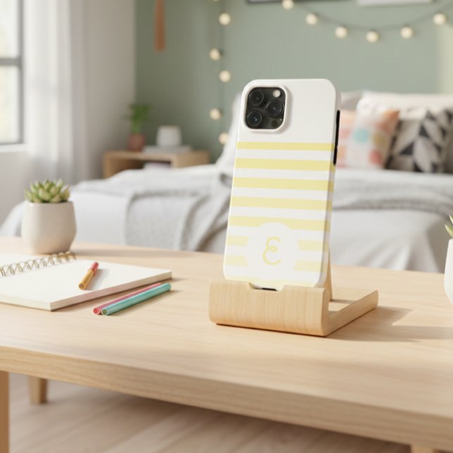 Funda De Case-Mate Para iPhone Personalized Monogram Minimal Striped Modern Desig (Subido por el creador)