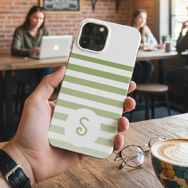 Funda De Case-Mate Para iPhone Personalized Monogram Minimal Striped Modern Desig (Subido por el creador)