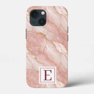 Funda Para iPhone 13 Mini Personalized Monogram Rose Quartz Gold