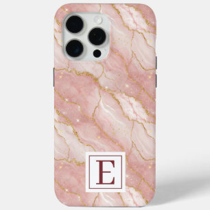 Funda Para iPhone 15 Pro Max Personalized Monogram Rose Quartz Gold