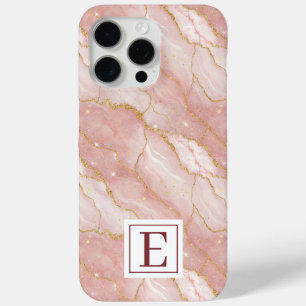 Funda Para iPhone 15 Pro Max Personalized Monogram Rose Quartz Gold