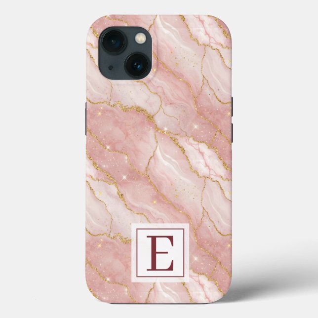 Funda De Case-Mate Para iPhone Personalized Monogram Rose Quartz Gold (Reverso )