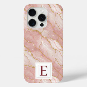Funda Para iPhone 15 Pro Personalized Monogram Rose Quartz Gold