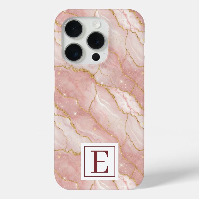 Funda De Case-Mate Para iPhone Personalized Monogram Rose Quartz Gold (Reverso )