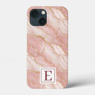 Funda Para iPhone 13 Mini Personalized Monogram Rose Quartz Gold