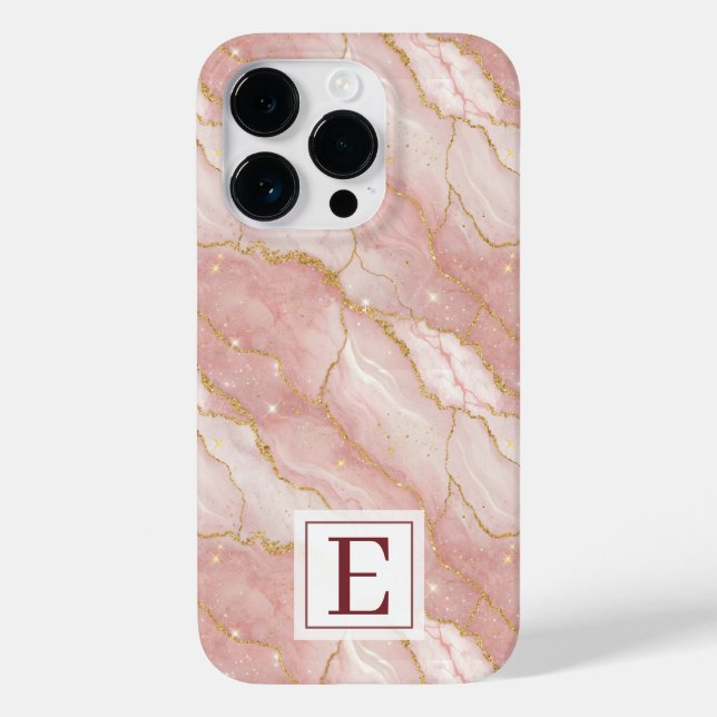 Funda De Case-Mate Para iPhone Personalized Monogram Rose Quartz Gold (Reverso )