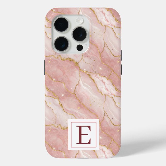 Funda De Case-Mate Para iPhone Personalized Monogram Rose Quartz Gold (Reverso )