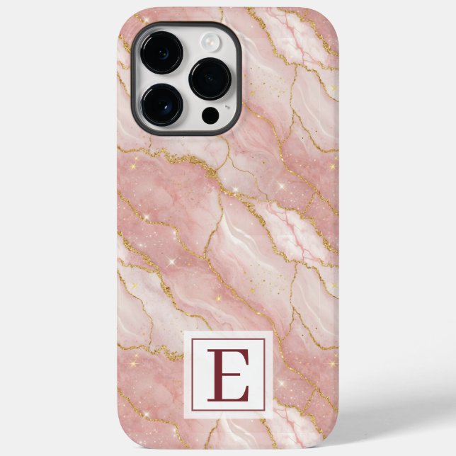 Funda De Case-Mate Para iPhone Personalized Monogram Rose Quartz Gold (Reverso )