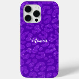 Funda Para iPhone 15 Pro Max Personalized Name Modern Stylish Purple Glitter