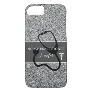 Funda Para iPhone 8/7 Personalized Nurse Practitioner Silver Glitter