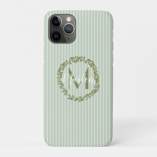 Funda De Case-Mate Para iPhone Personalized Olive Wreath Monogram  (Reverso)