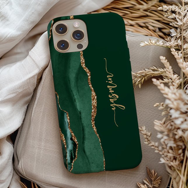 Funda De Case-Mate Para iPhone Personalized Signature Emerald Green Gold Agate (Subido por el creador)