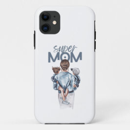 Funda Para iPhone 11 Personalized Super Mom with Son and Daughter Gift