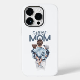 Funda Para iPhone 14 Pro De Case-Mate Personalized Super Mom with Son and Daughter Gift