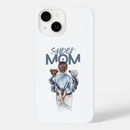 Funda Para iPhone 14 De Case-Mate Personalized Super Mom with Son and Daughter Gift