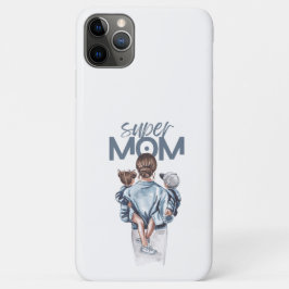 Funda Para iPhone 11 Pro Max Personalized Super Mom with Son and Daughter Gift