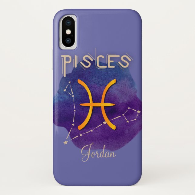 Funda De Case-Mate Para iPhone Personalized Zodiac Sign Pisces Constellation (Reverso)