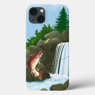 Funda Para iPhone 13 Pesca con mosca de la trucha de la cascada