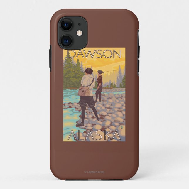Funda De Case-Mate Para iPhone Pesca con mosca de las mujeres - Dawson, Alaska (Reverso)