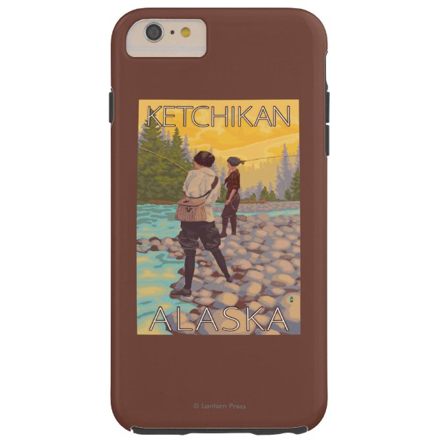 Funda De Case-Mate Para iPhone Pesca con mosca de las mujeres - Ketchikan, Alaska (Reverso)