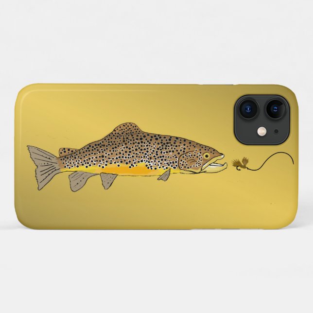 Funda De Case-Mate Para iPhone Pesca con Mosca Trucha Marrón (Reverso (horizontal))